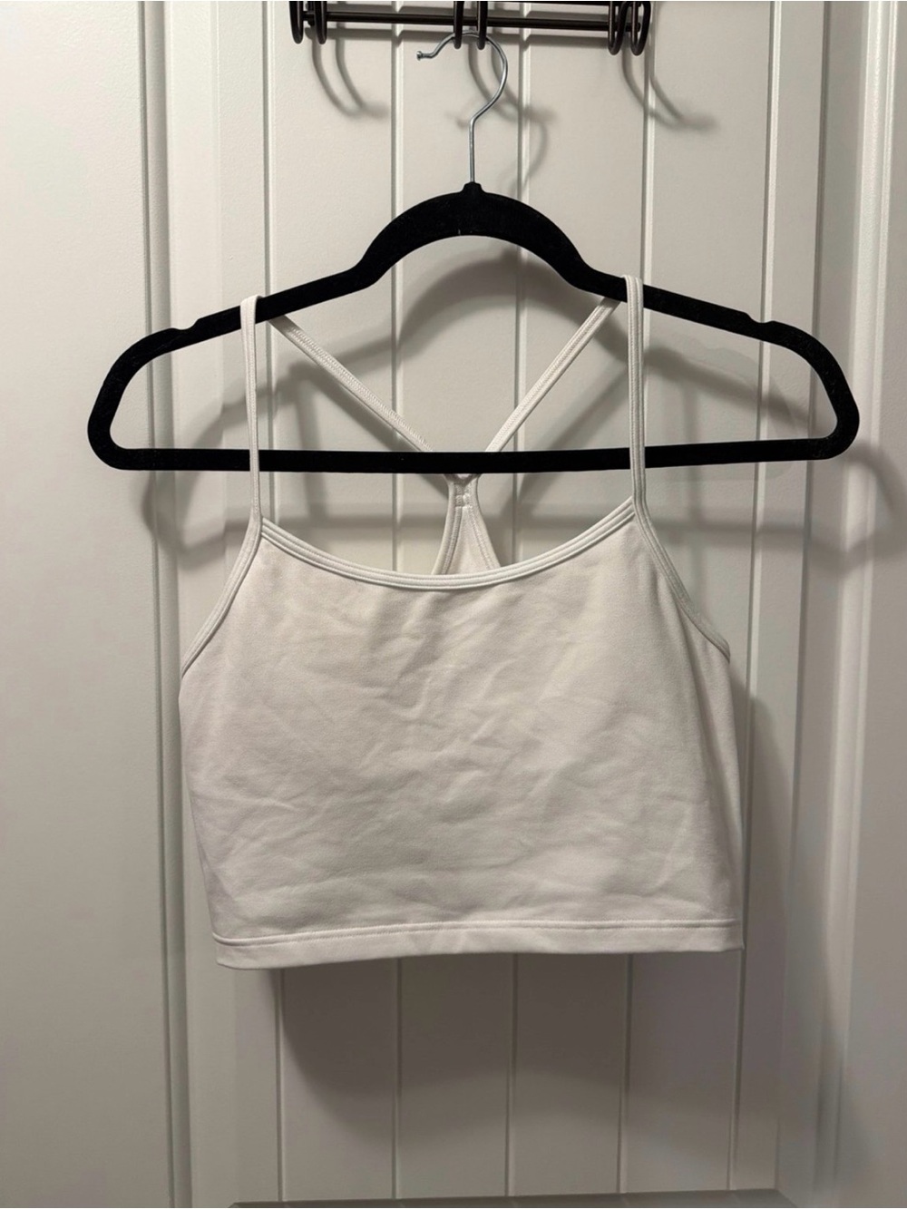 Women's White Cropped Tank Top with Strappy Back